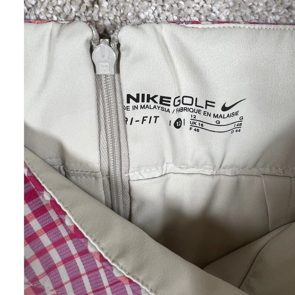 Nike Golf Dri-FIT Pink Plaid Skort Womens Size 12 Activewear Tennis Skirt Retro
